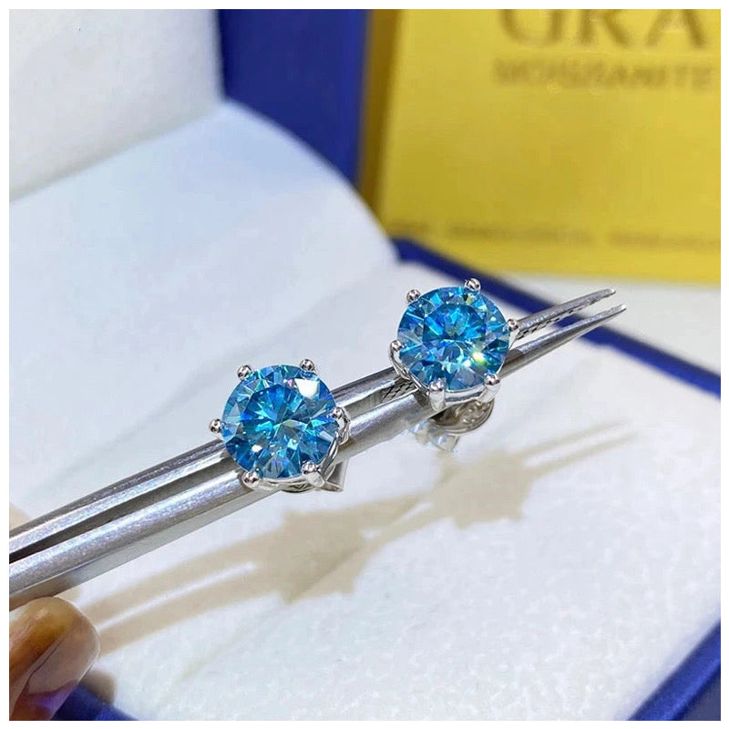 SALE | ICED OUT MOISSANITE "SEABLUE DESCO" WEISSGOLD 925S SILVER OHRRINGE - ICERAIN JEWELRY