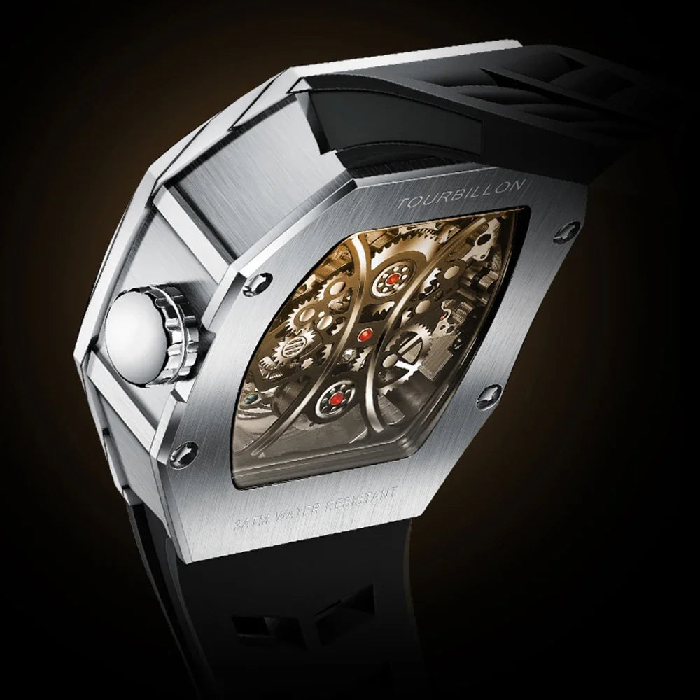 EDELSTAHL 50MM "SKELETON" UHR