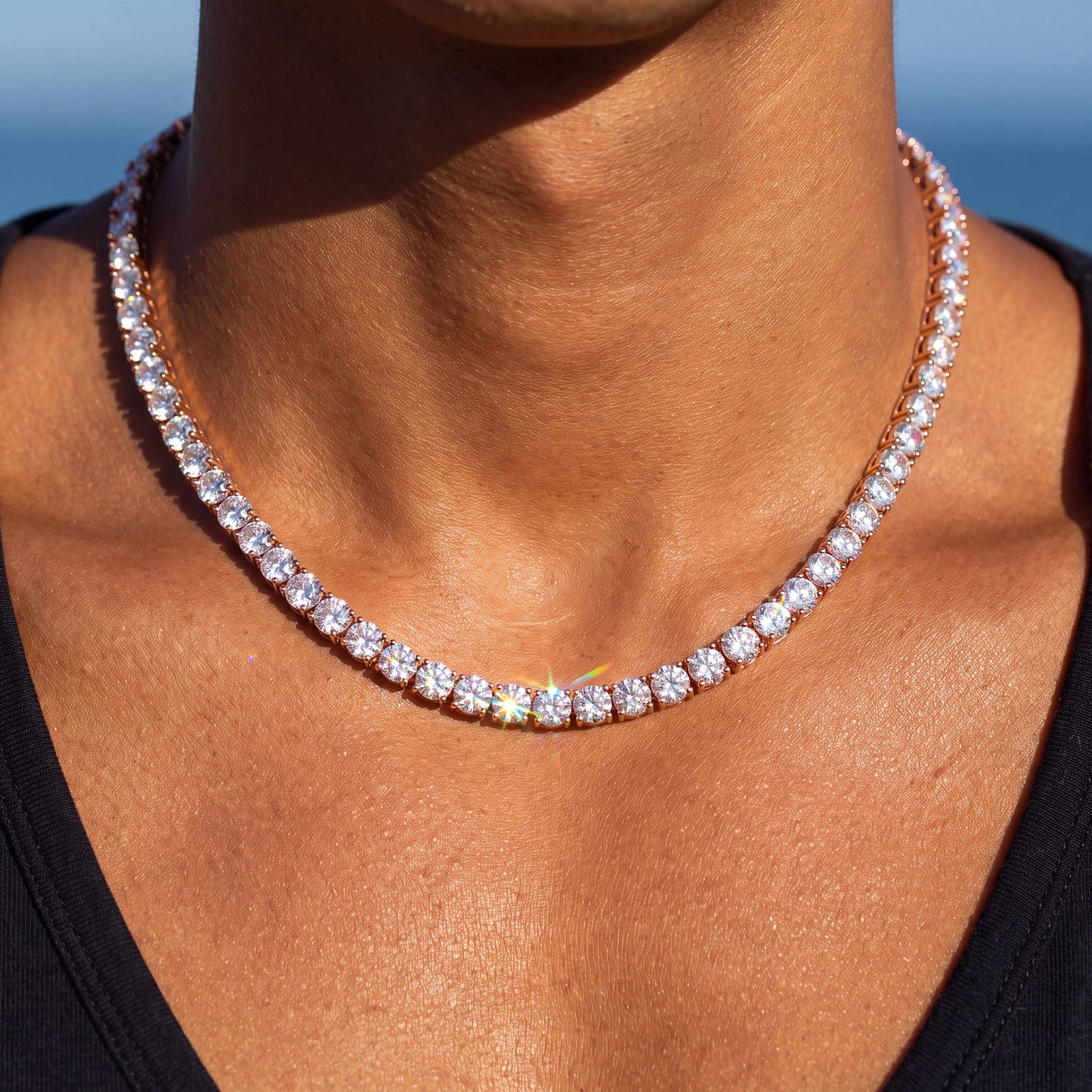 ICED OUT "ROSEGOLD TENNIS" KETTE
