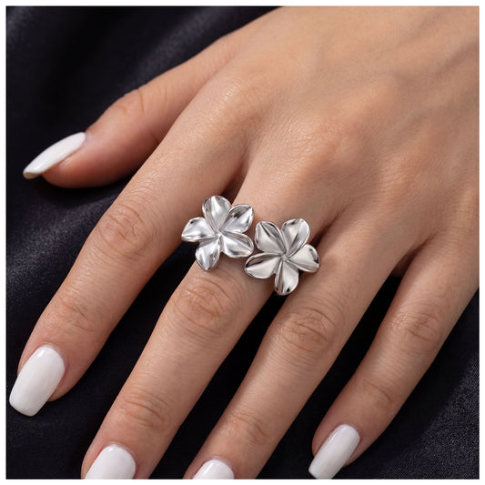 EDELSTAHL "DOUBLE FLOWER" RING - ICERAIN JEWELRY