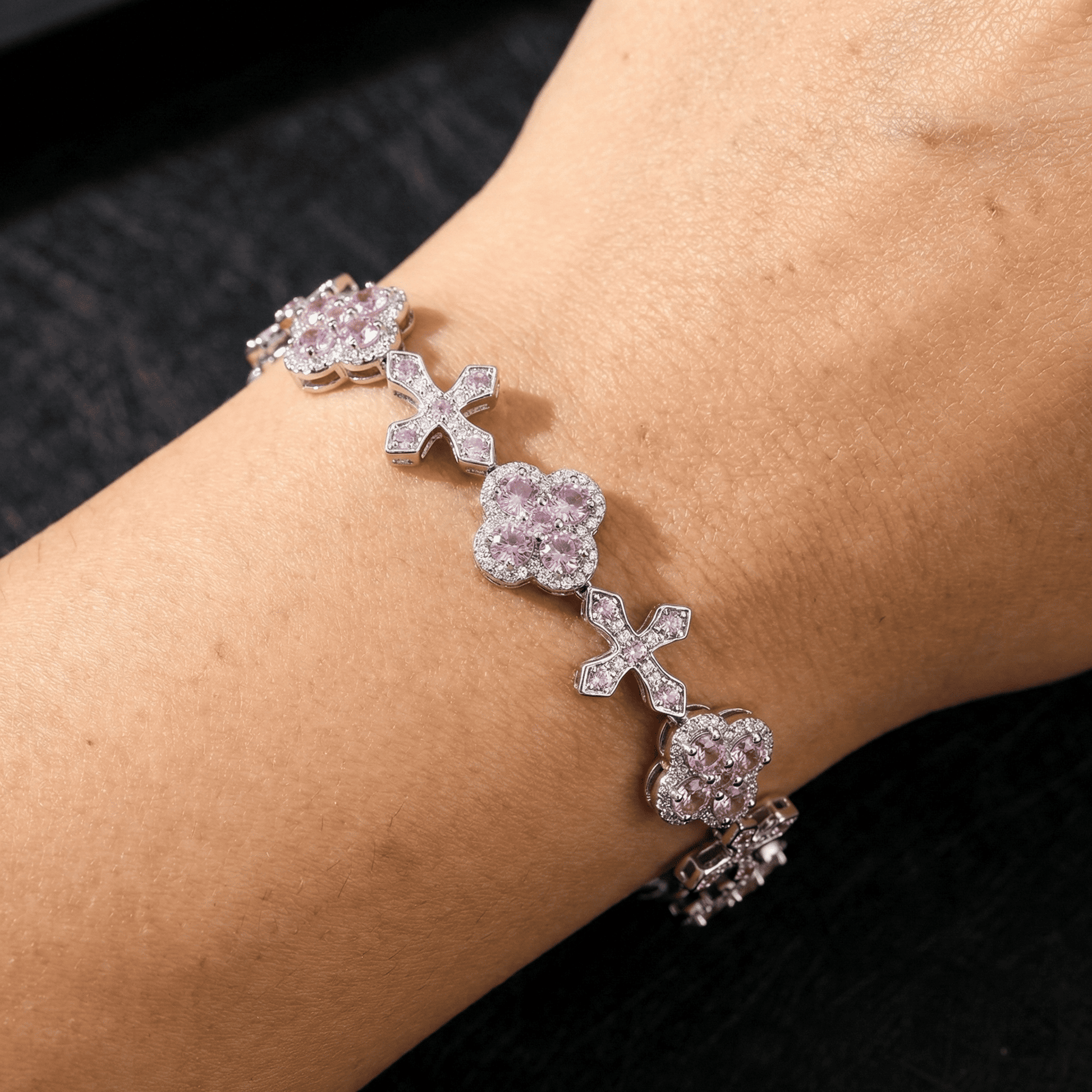 ICED OUT "CLOVER CROSS" ARMBAND - ICERAIN JEWELRY