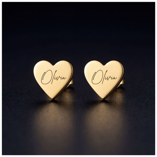 PERSONALISIERTE EDELSTAHL "HEART V2" OHRRINGE - ICERAIN JEWELRY