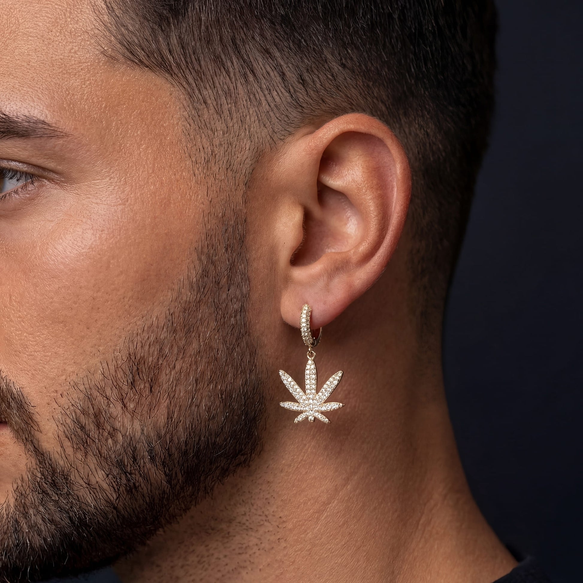ICED OUT "GOLD PLANT" OHRRINGE - ICERAIN JEWELRY