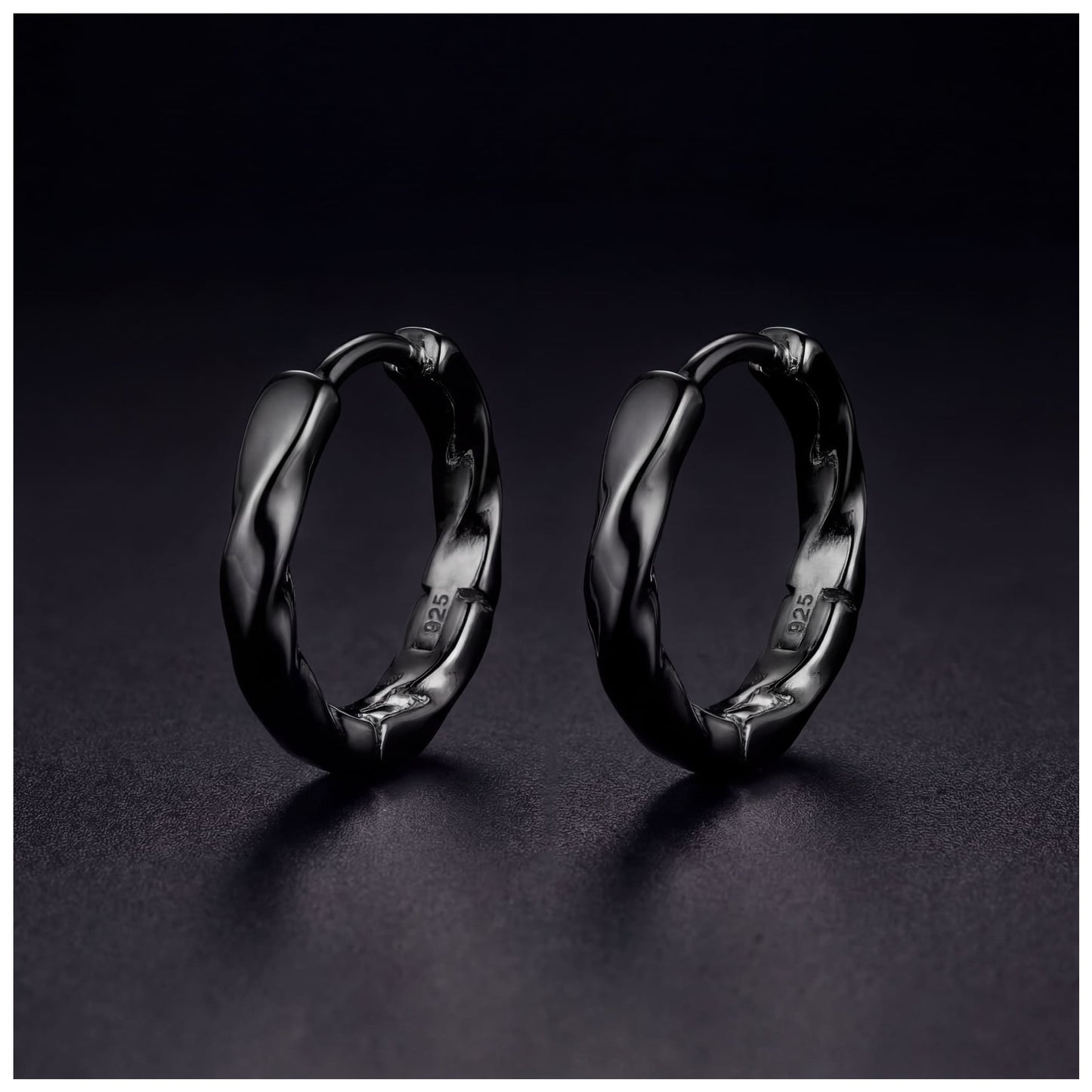 925S SILVER "BLACK WAVE" OHRRINGE - ICERAIN JEWELRY