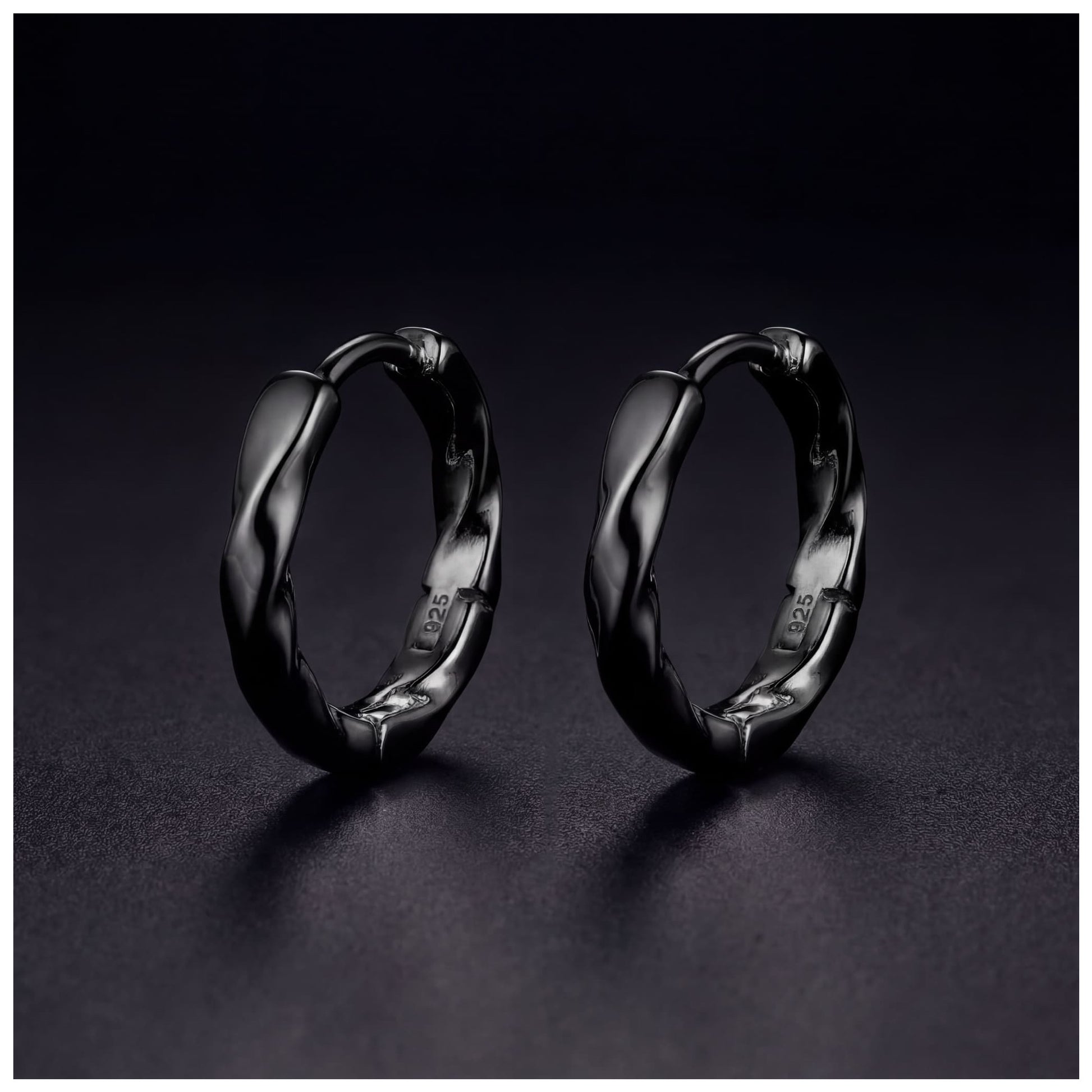 925S SILVER "BLACK WAVE" OHRRINGE - ICERAIN JEWELRY