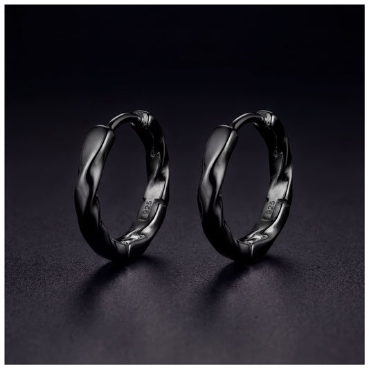 925S SILVER "BLACK WAVE" OHRRINGE - ICERAIN JEWELRY