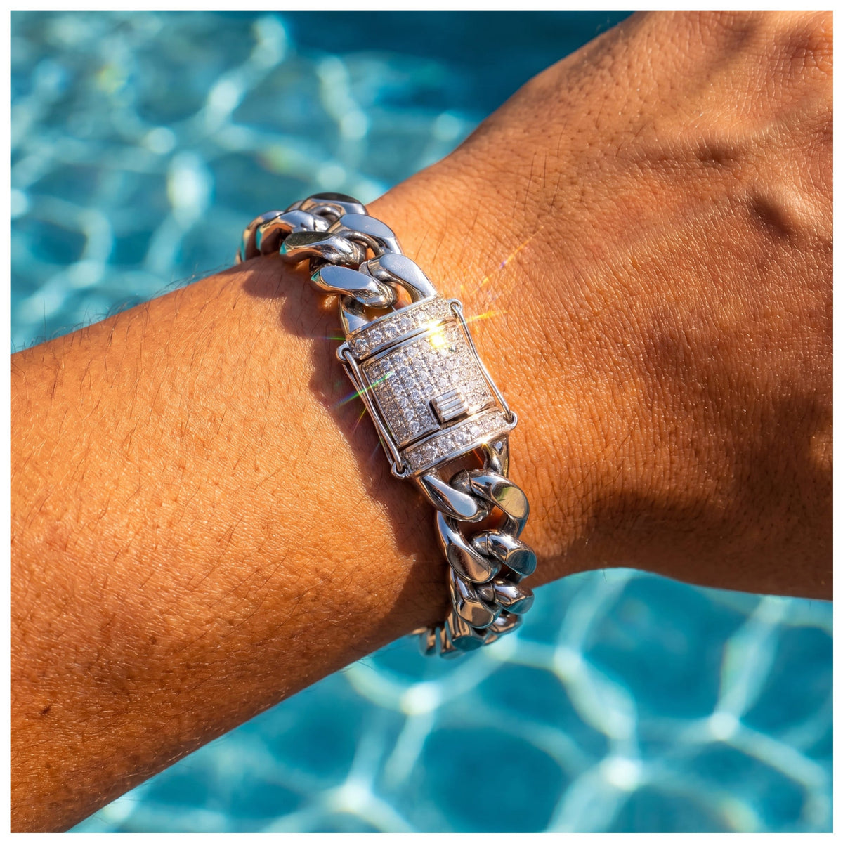 SALE | ICED OUT 18MM 18CM "SILVER CUBAN" ARMBAND - ICERAIN JEWELRY