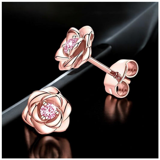 ICED OUT "ROSEGOLD/PINK ROSE" OHRRINGE - ICERAIN JEWELRY