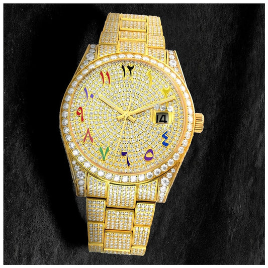ICED OUT 41MM MOISSANITE "GOLD ARABIC MONAC V2" UHR - ICERAIN JEWELRY