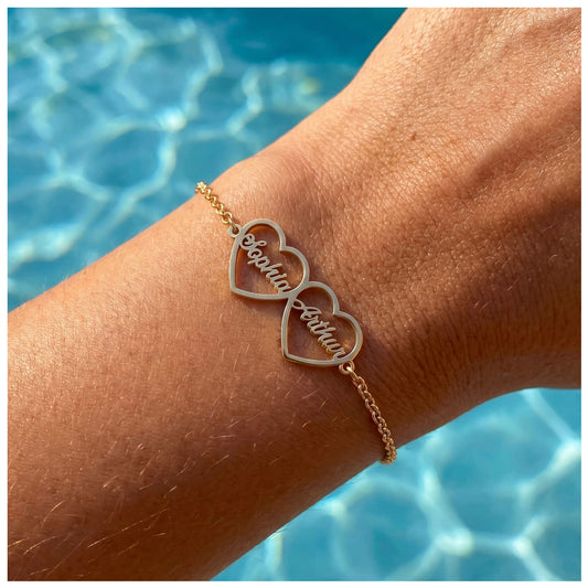 PERSONALISIERTES EDELSTAHL "DOUBLEHEART" ARMBAND - ICERAIN JEWELRY