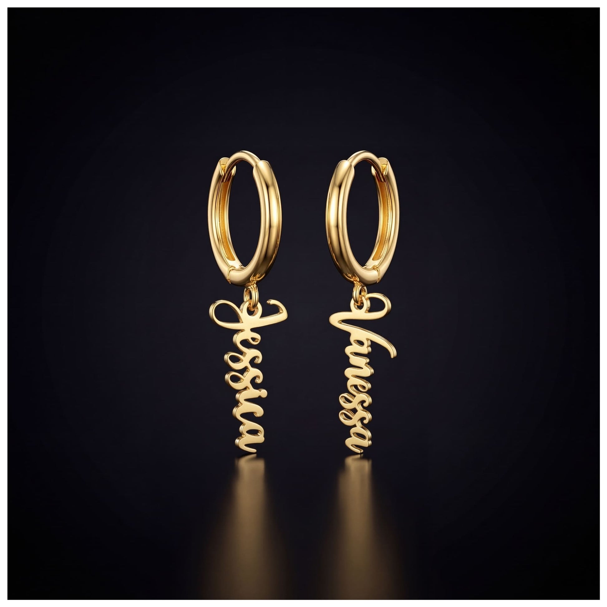 PERSONALISIERTE EDELSTAHL "NAMEDROP" OHRRINGE - ICERAIN JEWELRY