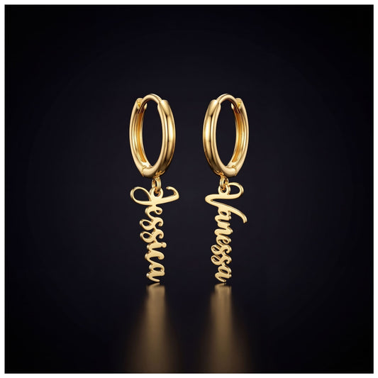 PERSONALISIERTE EDELSTAHL "NAMEDROP" OHRRINGE - ICERAIN JEWELRY