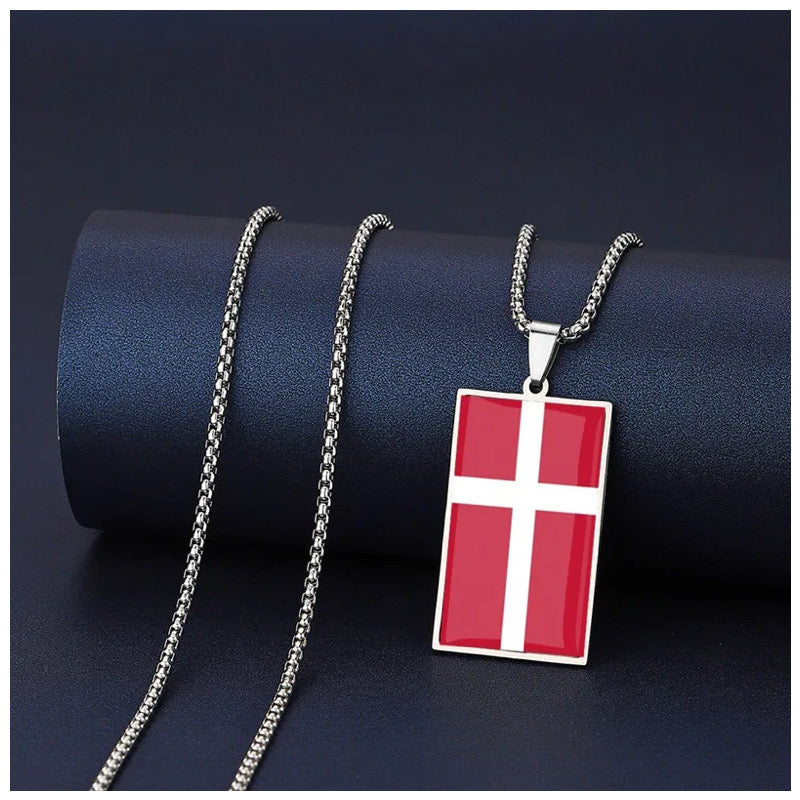 EDELSTAHL "DENMARK FLAG" LÄNDERKETTE - ICERAIN JEWELRY
