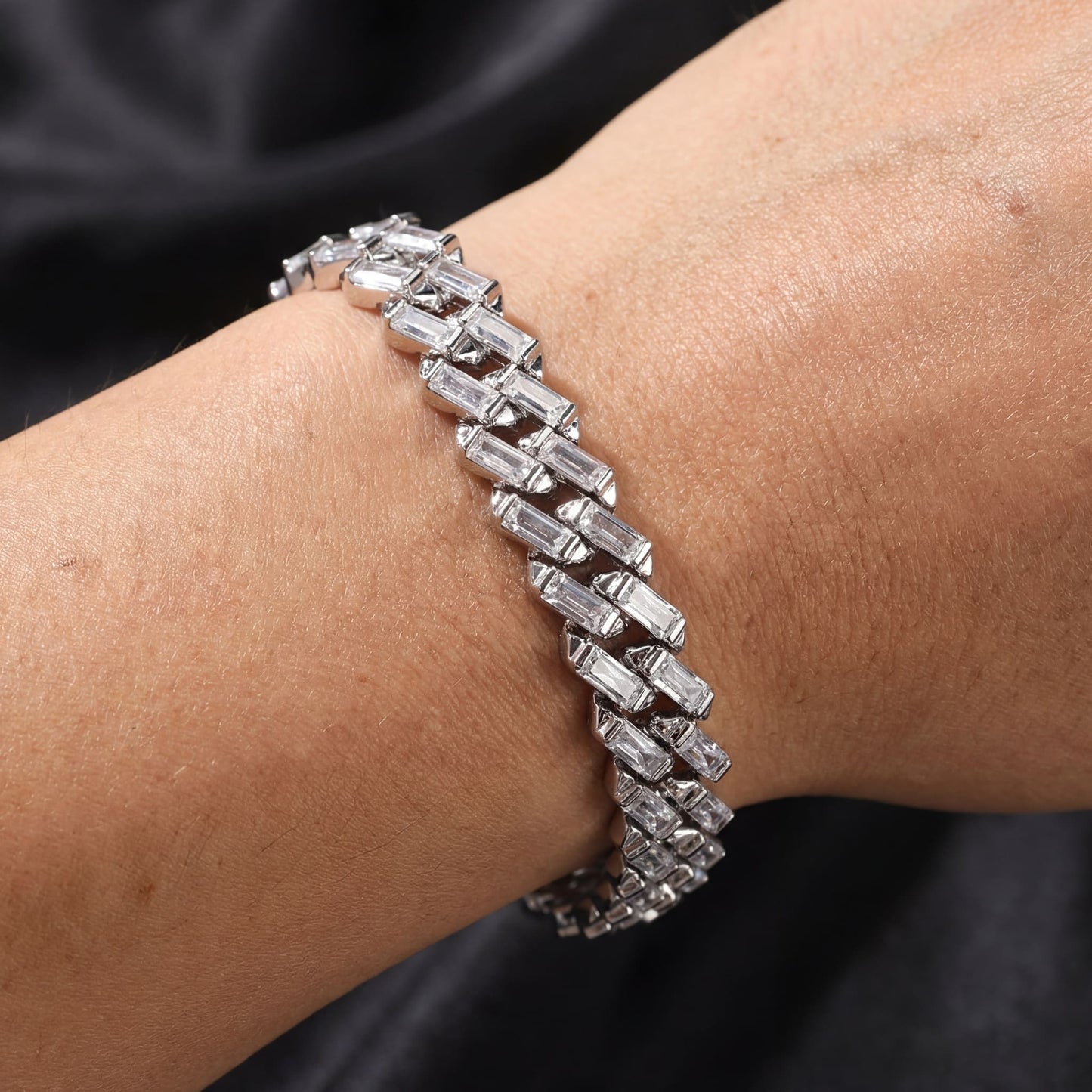 ICED OUT 12MM "SILVER PRONG CUBAN V2" ARMBAND - ICERAIN JEWELRY
