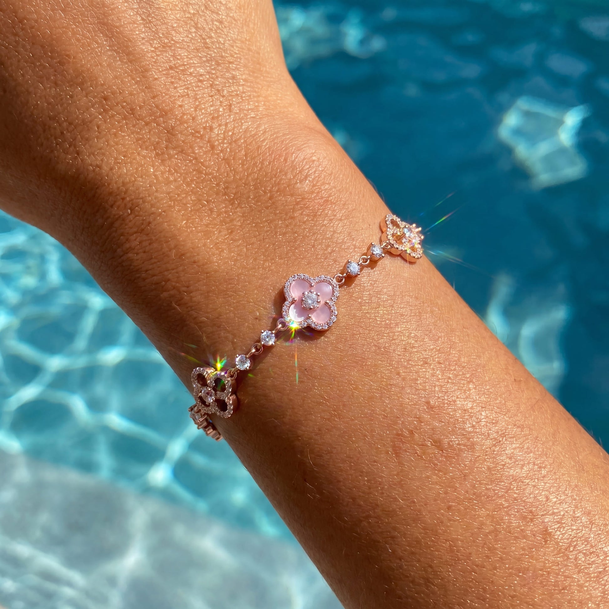 ICED OUT "PINK CLOVER" ARMBAND - ICERAIN JEWELRY