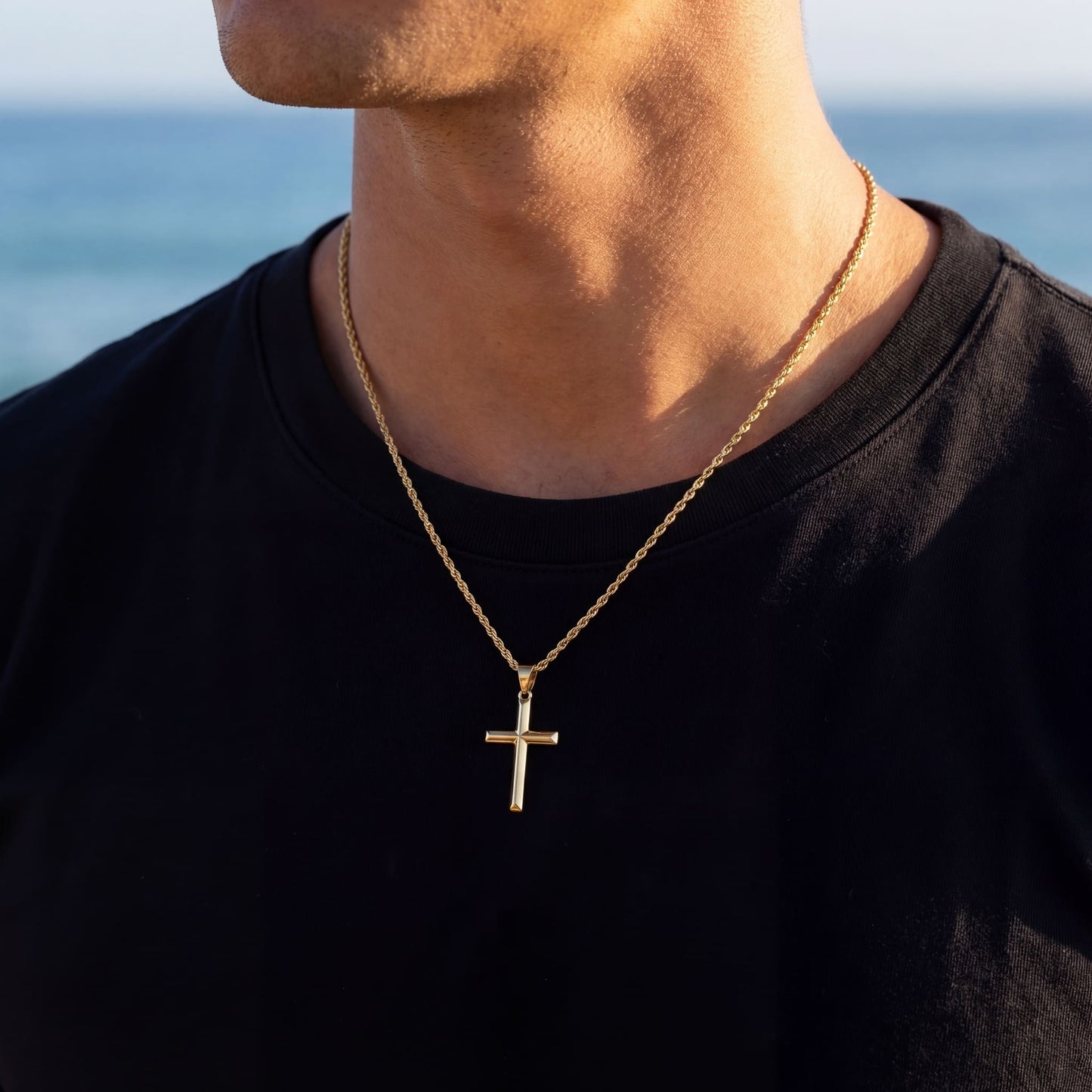 925S SILVER 14K GOLD "CROSS" KETTE - ICERAIN JEWELRY