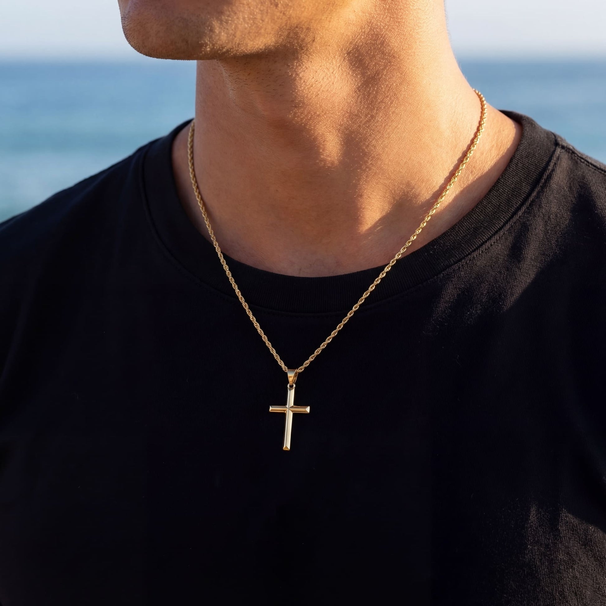 925S SILVER 14K GOLD "CROSS" KETTE - ICERAIN JEWELRY