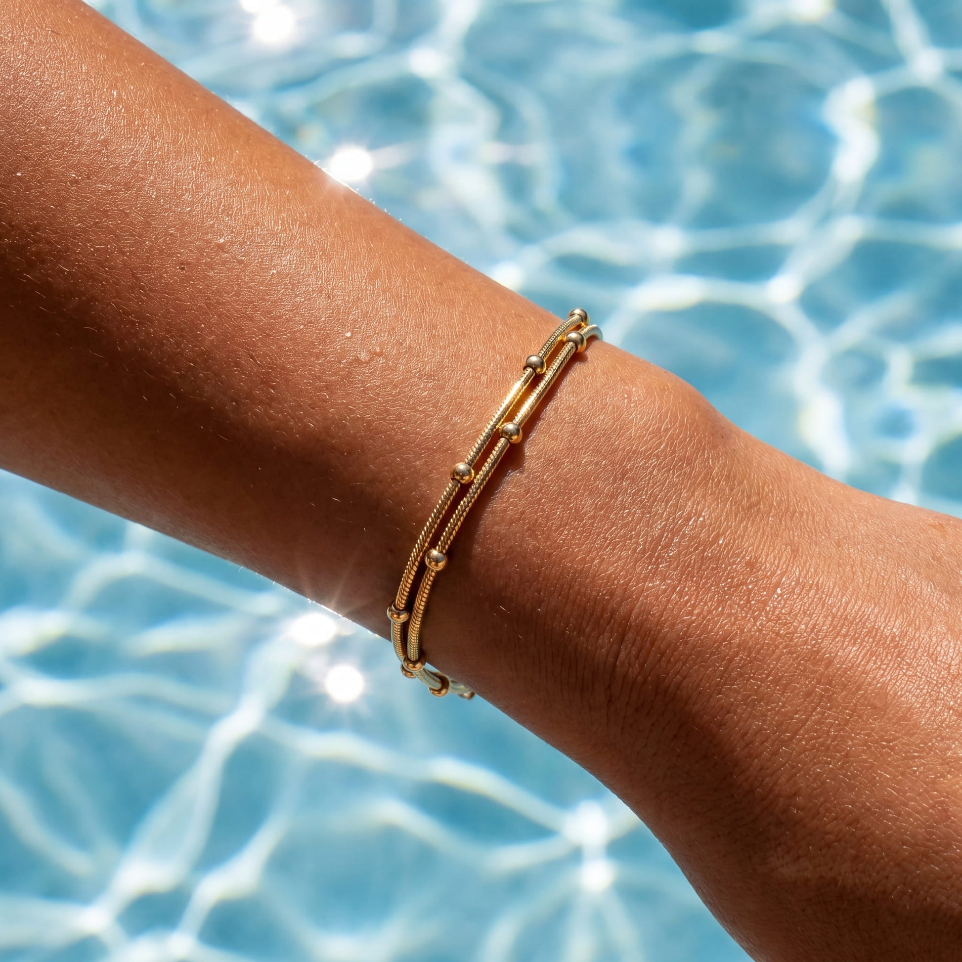 925S SILVER 14K GOLD 0,9MM "SATELLITE" ARMBAND - ICERAIN JEWELRY