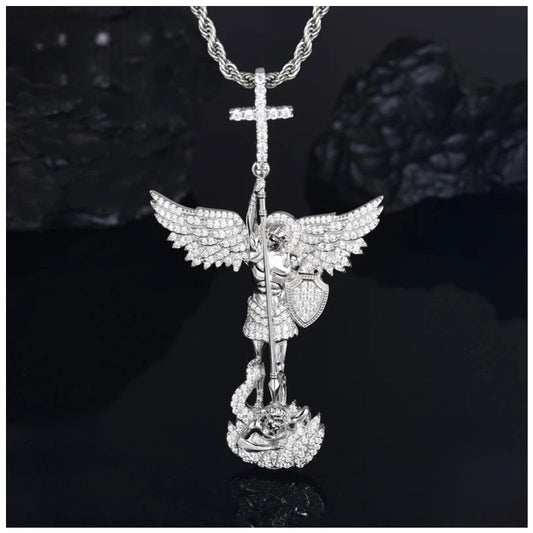 ICED OUT MOISSANITE "JESUS GUARDIAN" WEISSGOLD 925S SILVER KETTE - ICERAIN JEWELRY