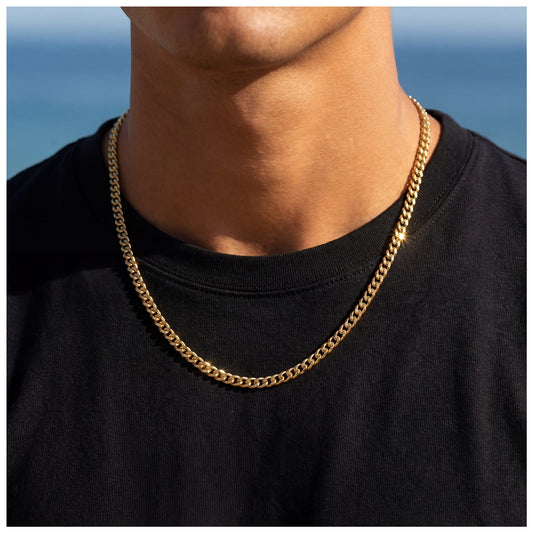 SALE | EDELSTAHL 3MM 45CM "GOLD CUBAN" KETTE - ICERAIN JEWELRY