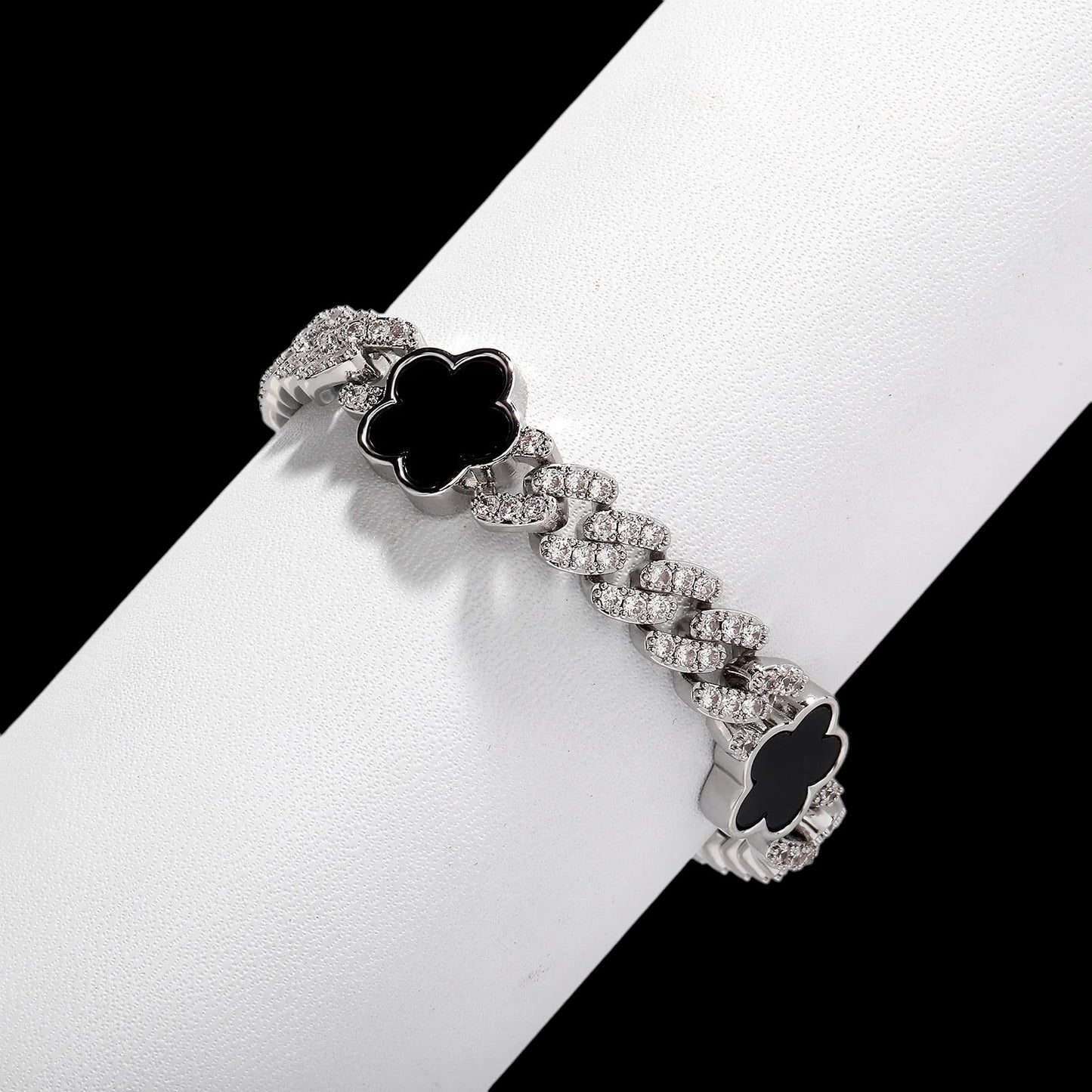 Luxus Iced Out 8mm "Silver Flower Chopper" Armbänder - ICERAIN JEWELRY