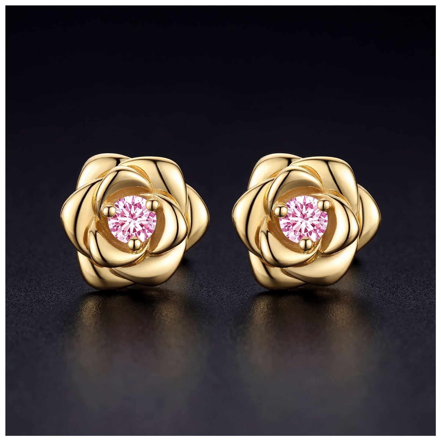 ICED OUT "GOLD/PINK ROSE" OHRRINGE - ICERAIN JEWELRY