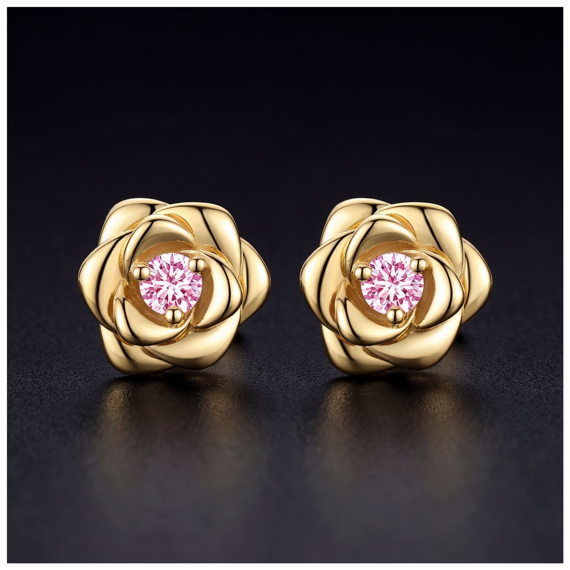 ICED OUT "GOLD/PINK ROSE" OHRRINGE - ICERAIN JEWELRY