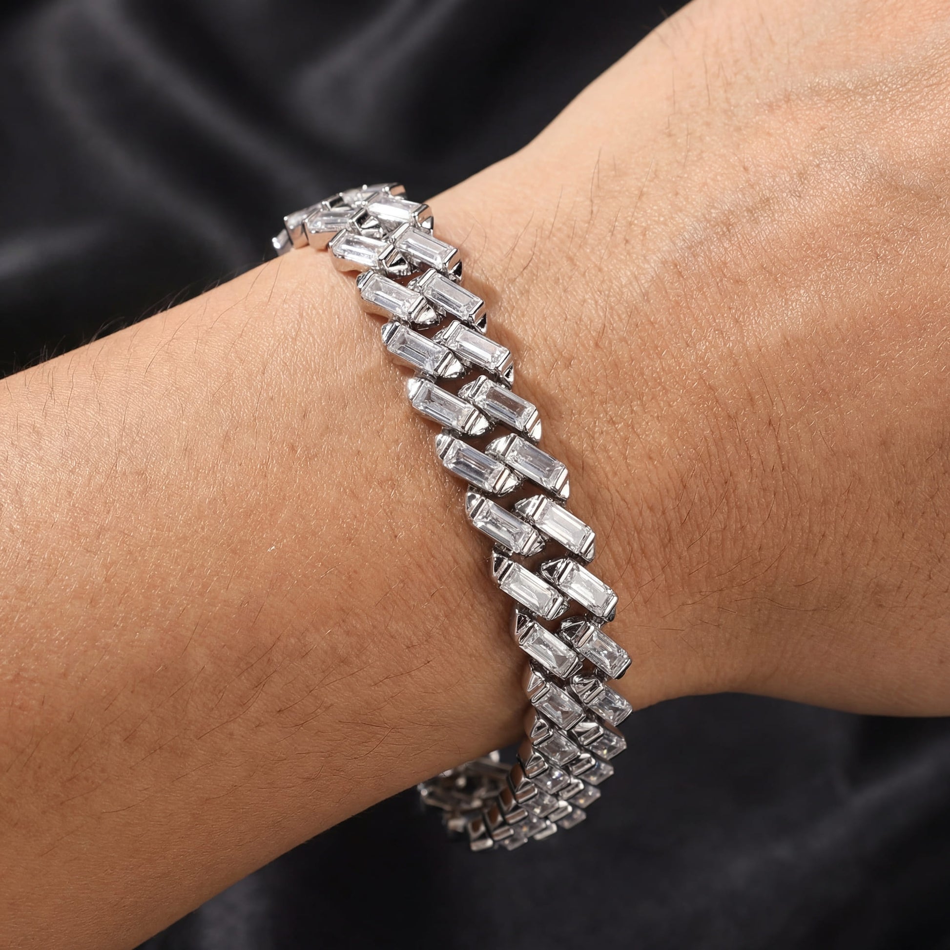 ICED OUT 12MM "SILVER PRONG CUBAN V2" ARMBAND - ICERAIN JEWELRY