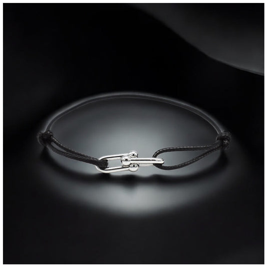SALE | STOFF/EDELSTAHL "BLACK/SILVER CLOSURE" ARMBAND - ICERAIN JEWELRY