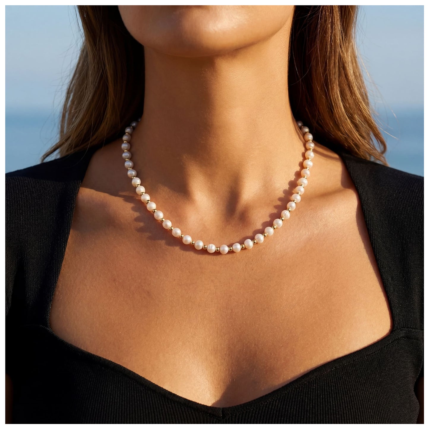 925S SILVER 18K GOLD "NATURAL PEARL" KETTE - ICERAIN JEWELRY