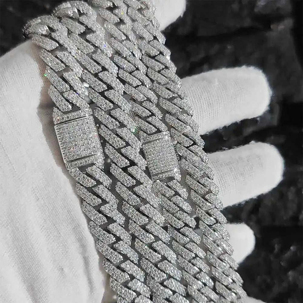 ICED OUT 10-14MM "SILVER PRONG CUBAN" ARMBAND [HEAVY VERSION]