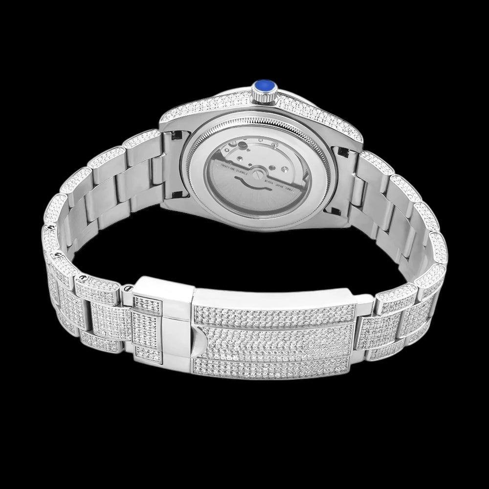 ICED OUT 41MM MOISSANITE "SILVER ROMA MONAC V2" UHR - ICERAIN JEWELRY