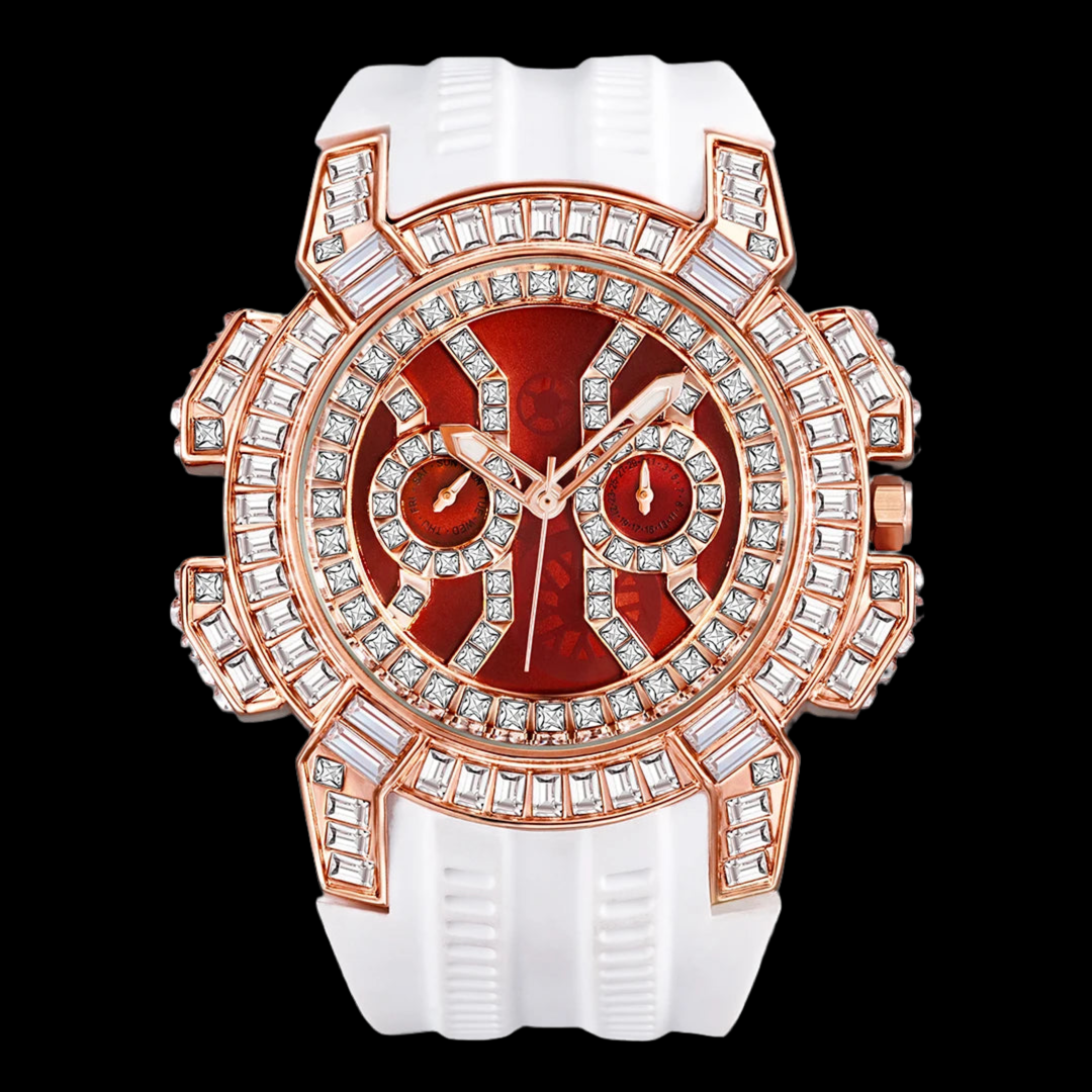 Luxus Designer Iced Out "Sunstar" Uhr + Box + Armbandkürzer