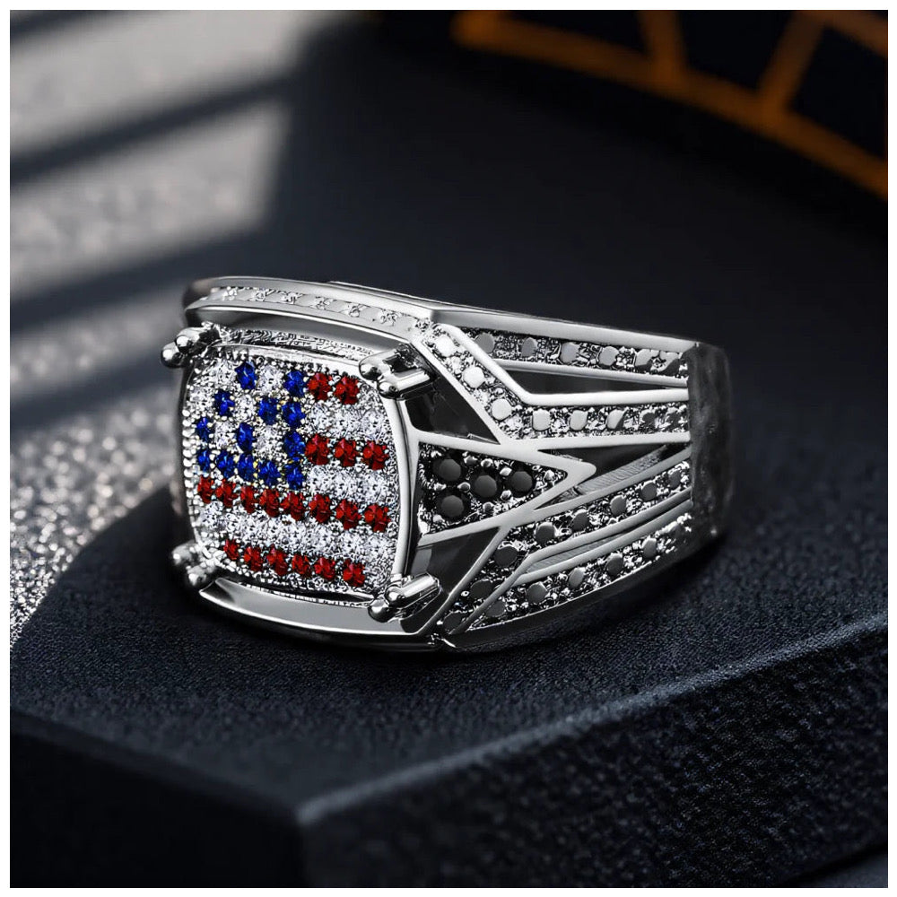ICED OUT "AMERICA" RING - ICERAIN JEWELRY