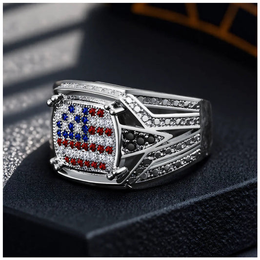 ICED OUT "AMERICA" RING - ICERAIN JEWELRY