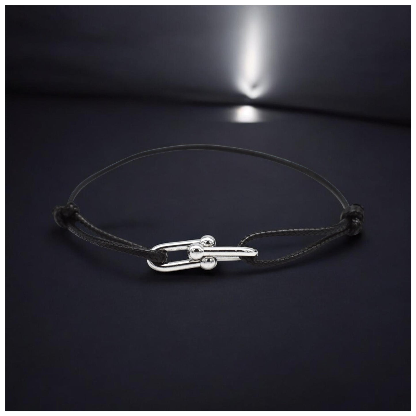 SALE | STOFF/EDELSTAHL "BLACK/SILVER CLOSURE" ARMBAND - ICERAIN JEWELRY