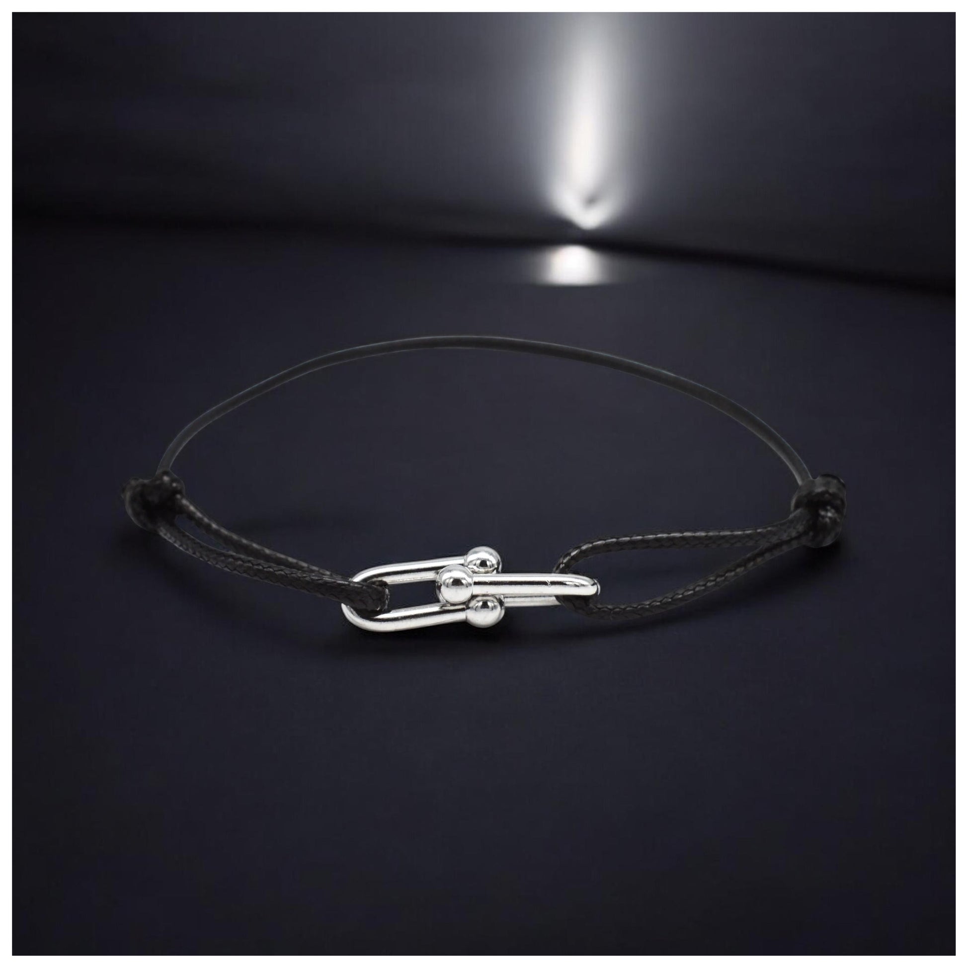 SALE | STOFF/EDELSTAHL "BLACK/SILVER CLOSURE" ARMBAND - ICERAIN JEWELRY