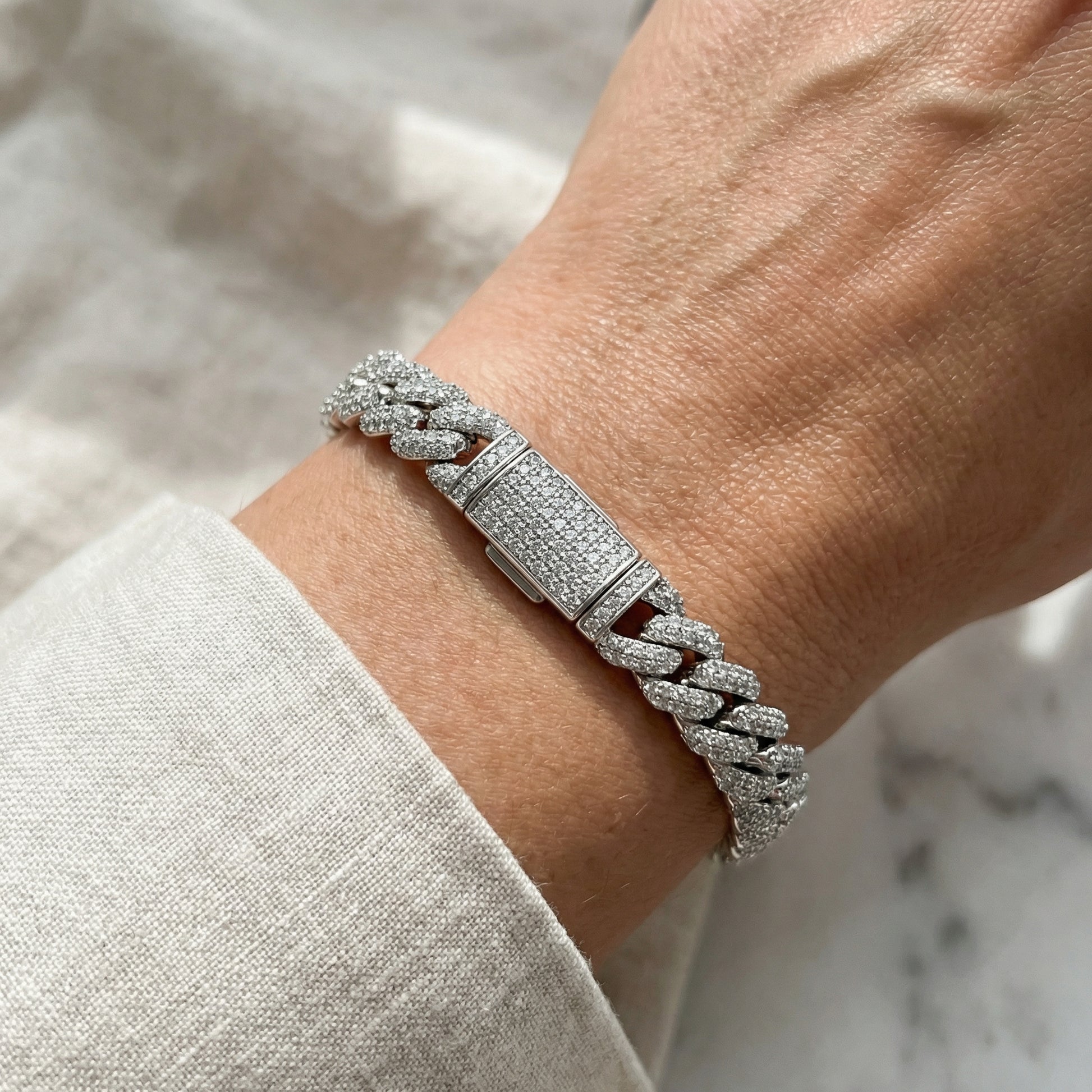 ICED OUT 9MM "SILVER CHOPPER CUBAN" ARMBAND - ICERAIN JEWELRY