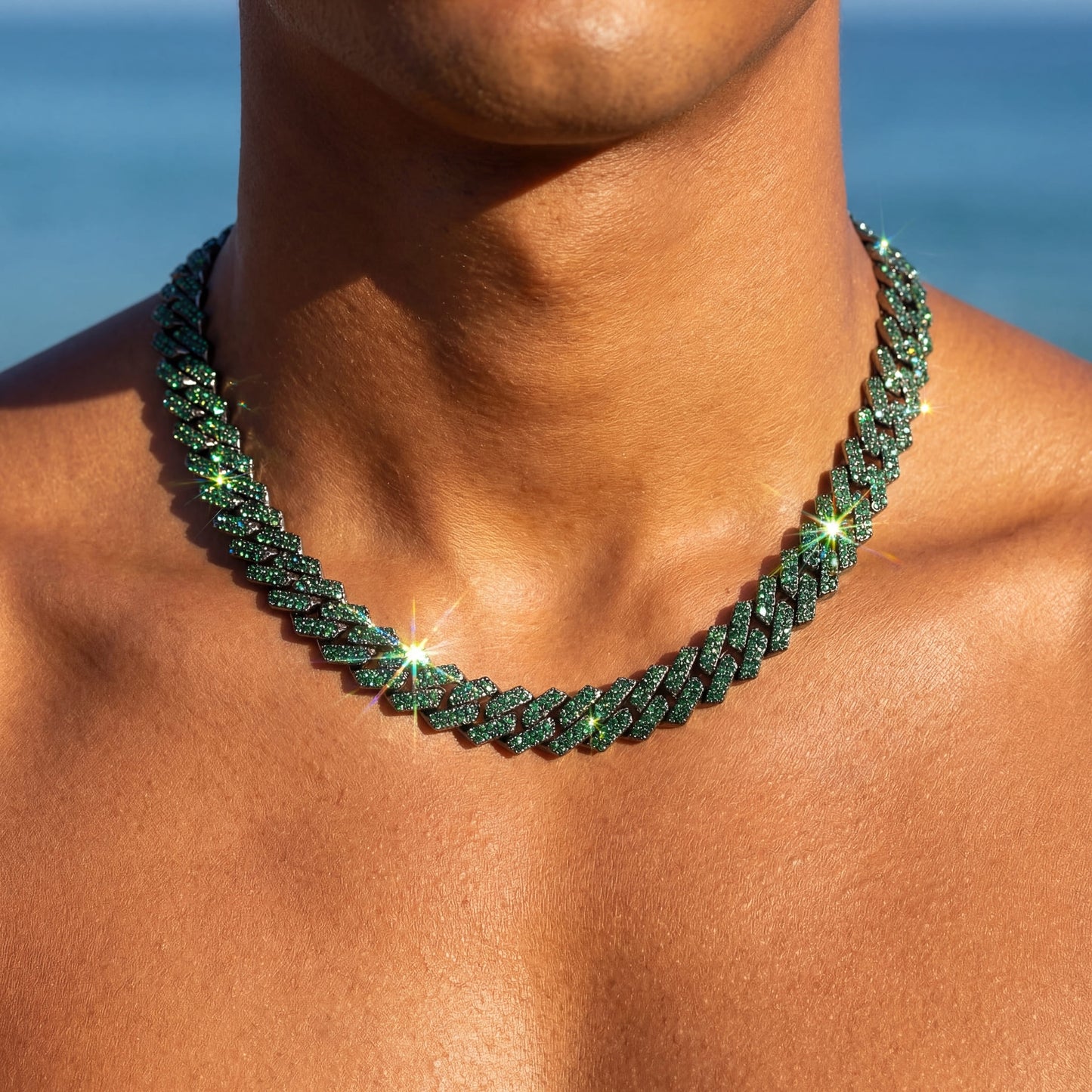 ICED OUT 14MM "GREEN PRONG CUBAN" KETTE [CLASSIC VERSION] - ICERAIN JEWELRY