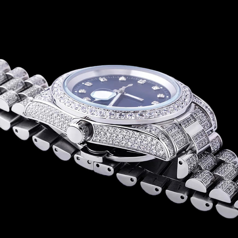 ICED OUT 40MM "COSAFIMA" 12K WEISSGOLD UHR - ICERAIN JEWELRY