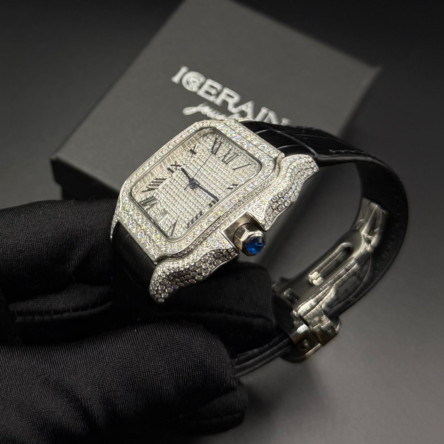 ICED OUT 40MM MOISSANITE "BLACK ROMA PIAZZA" UHR - ICERAIN JEWELRY
