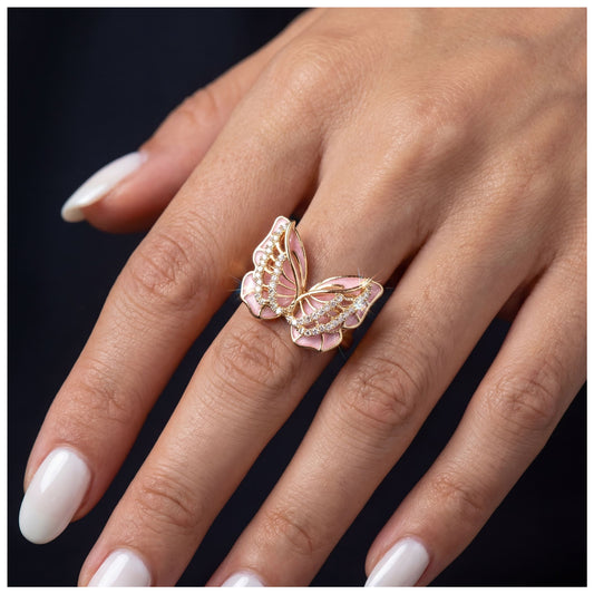 ICED OUT "PINK BUTTEFLY" RING - ICERAIN JEWELRY