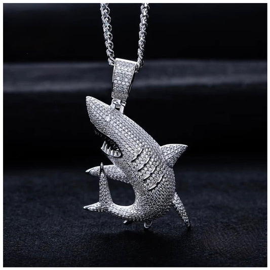 ICED OUT MOISSANITE "SHARK" WEISSGOLD 925S SILVER KETTE - ICERAIN JEWELRY