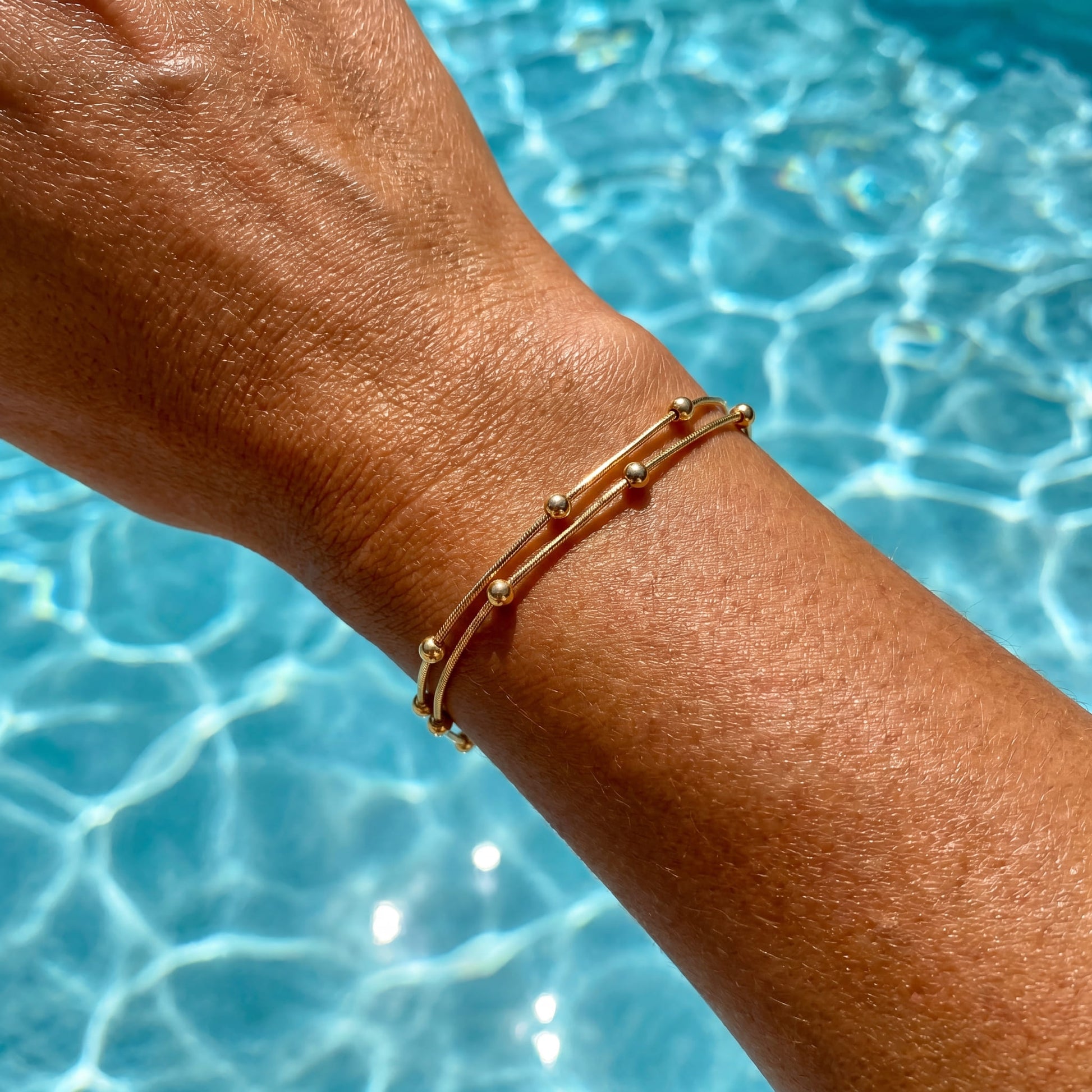 925S SILVER 14K GOLD 0,9MM "SATELLITE" ARMBAND - ICERAIN JEWELRY