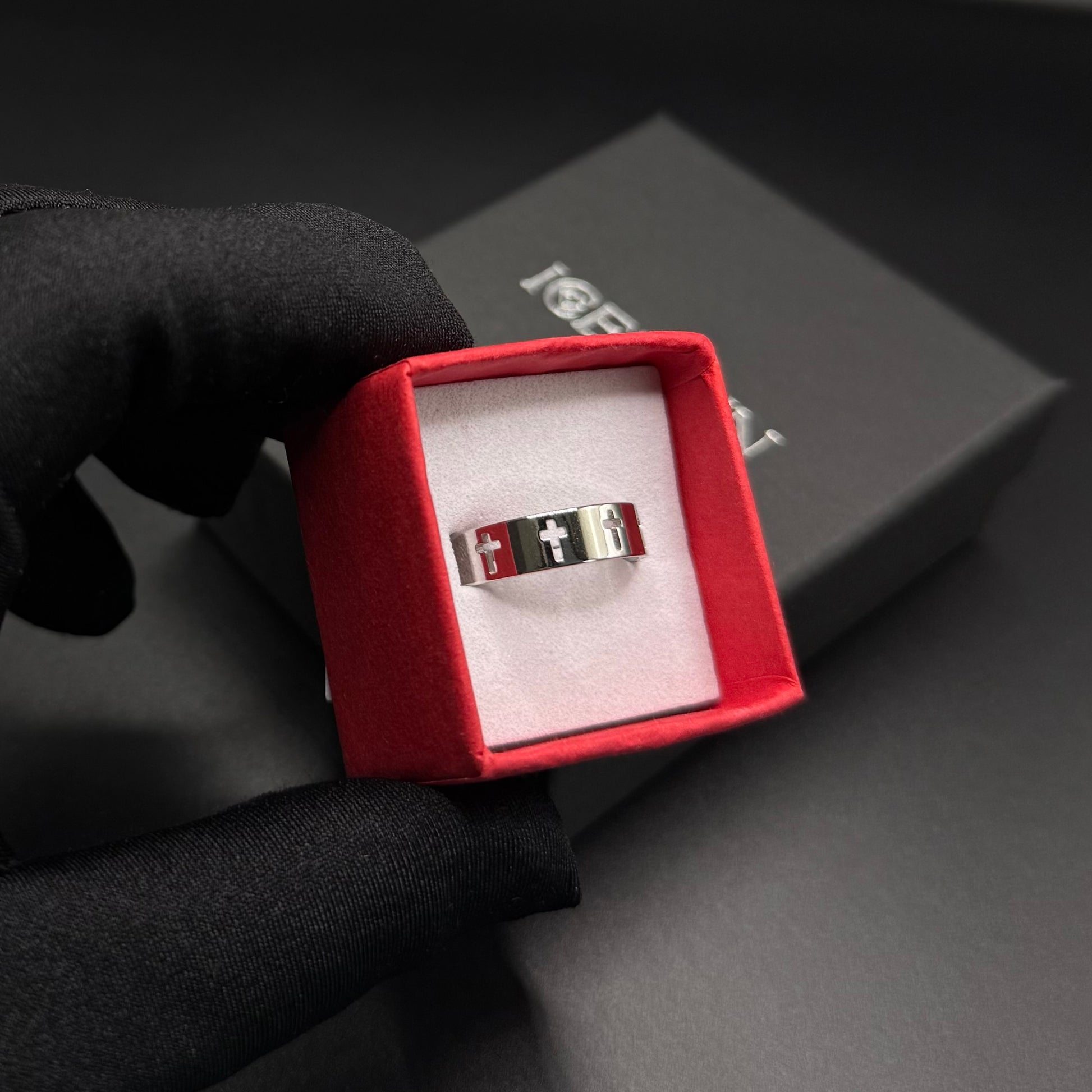 SALE | EDELSTAHL GRÖSSE 9 (19MM DURCHMESSER) "SILVER CROSS" RING - ICERAIN JEWELRY