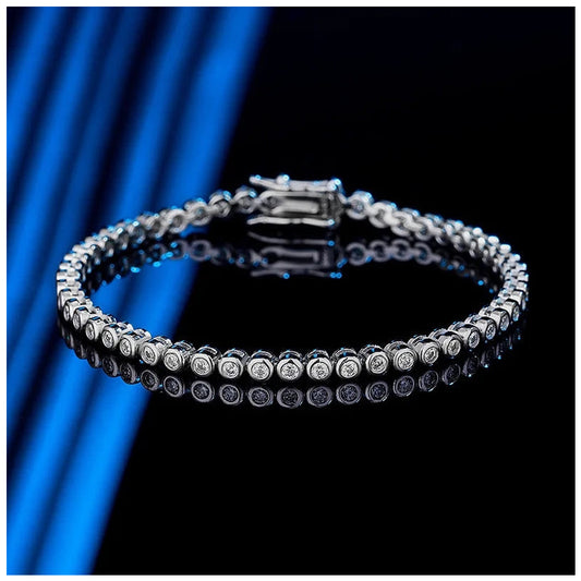 ICED OUT 2MM MOISSANITE "RONDARIO" WEISSGOLD 925S SILVER ARMBAND - ICERAIN JEWELRY