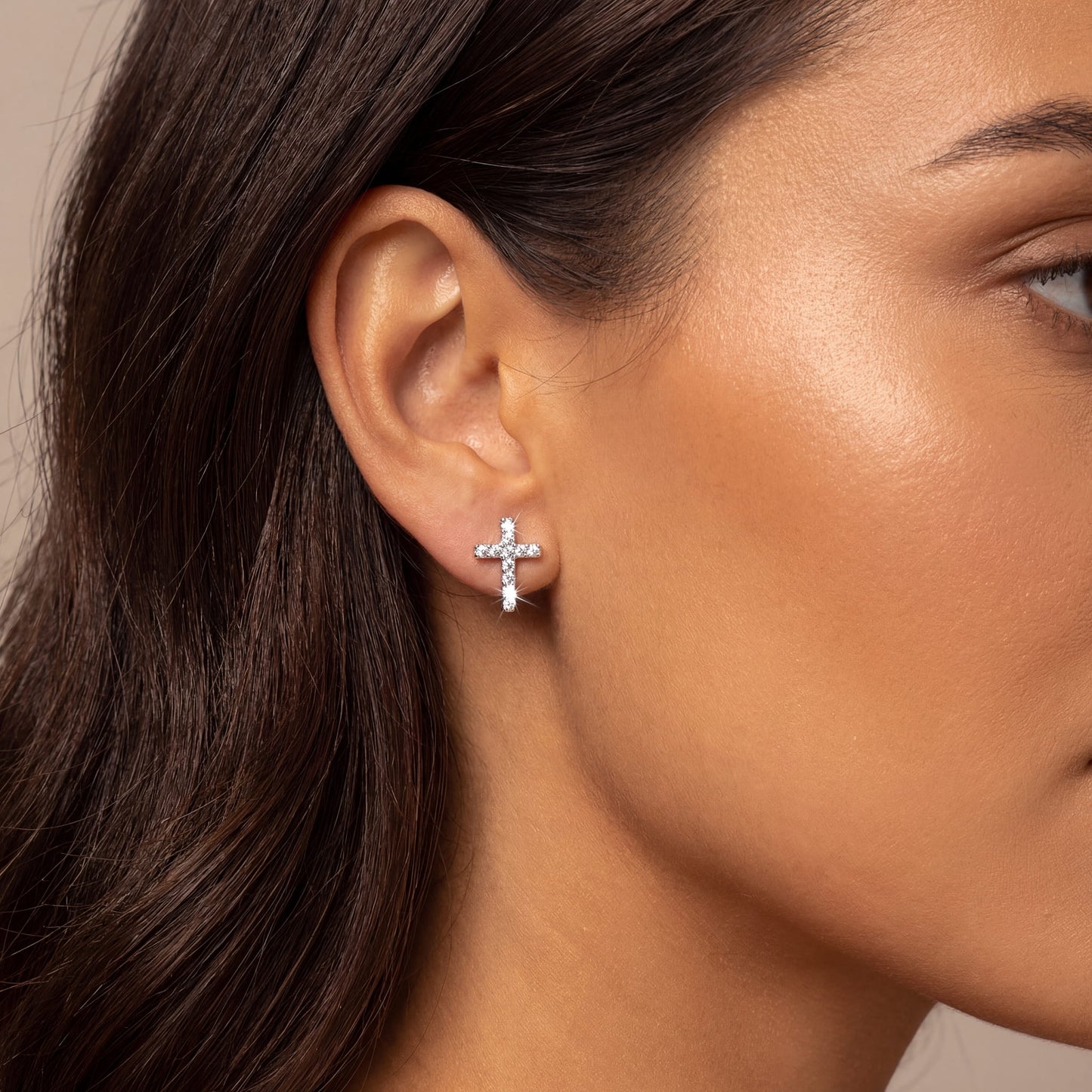 ICED OUT "SILVER MINI CROSS" OHRRINGE - ICERAIN JEWELRY