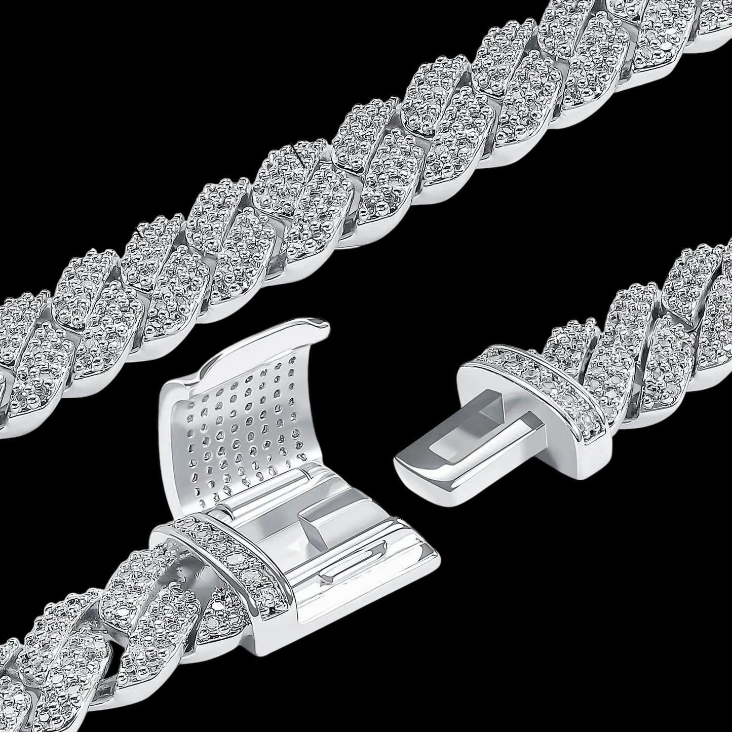 ICED OUT 10-14MM "SILVER PRONG CUBAN" KETTE [HEAVY VERSION]