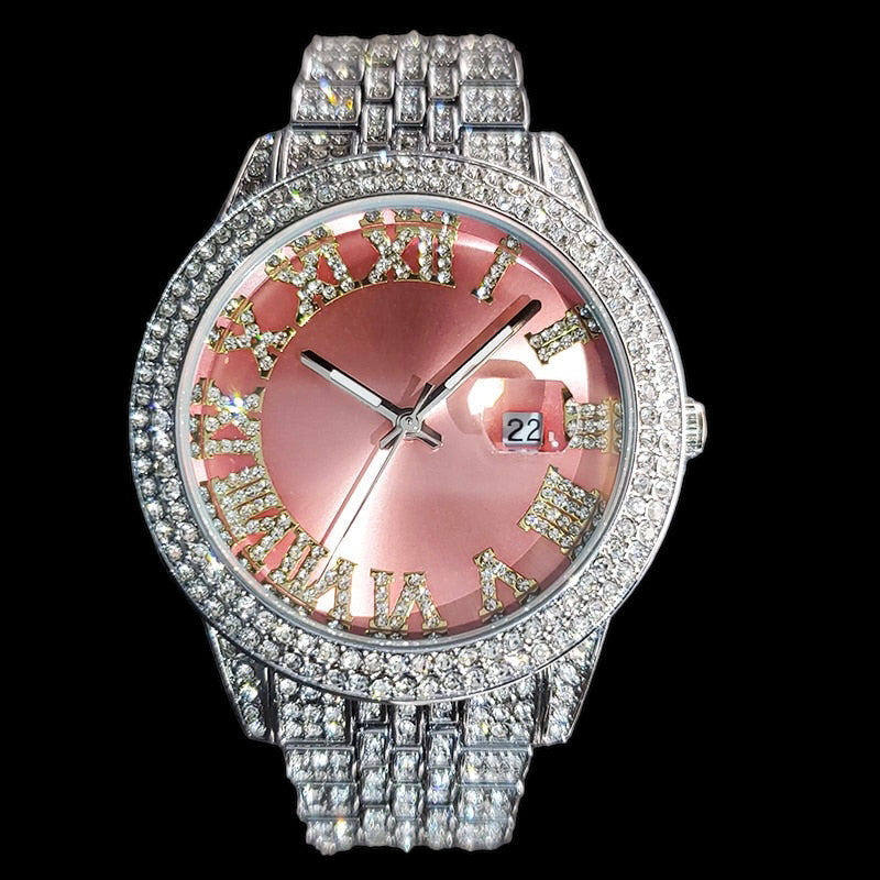 Luxus Designer Iced Out "Regina" Uhr + Box + Armbandkürzer