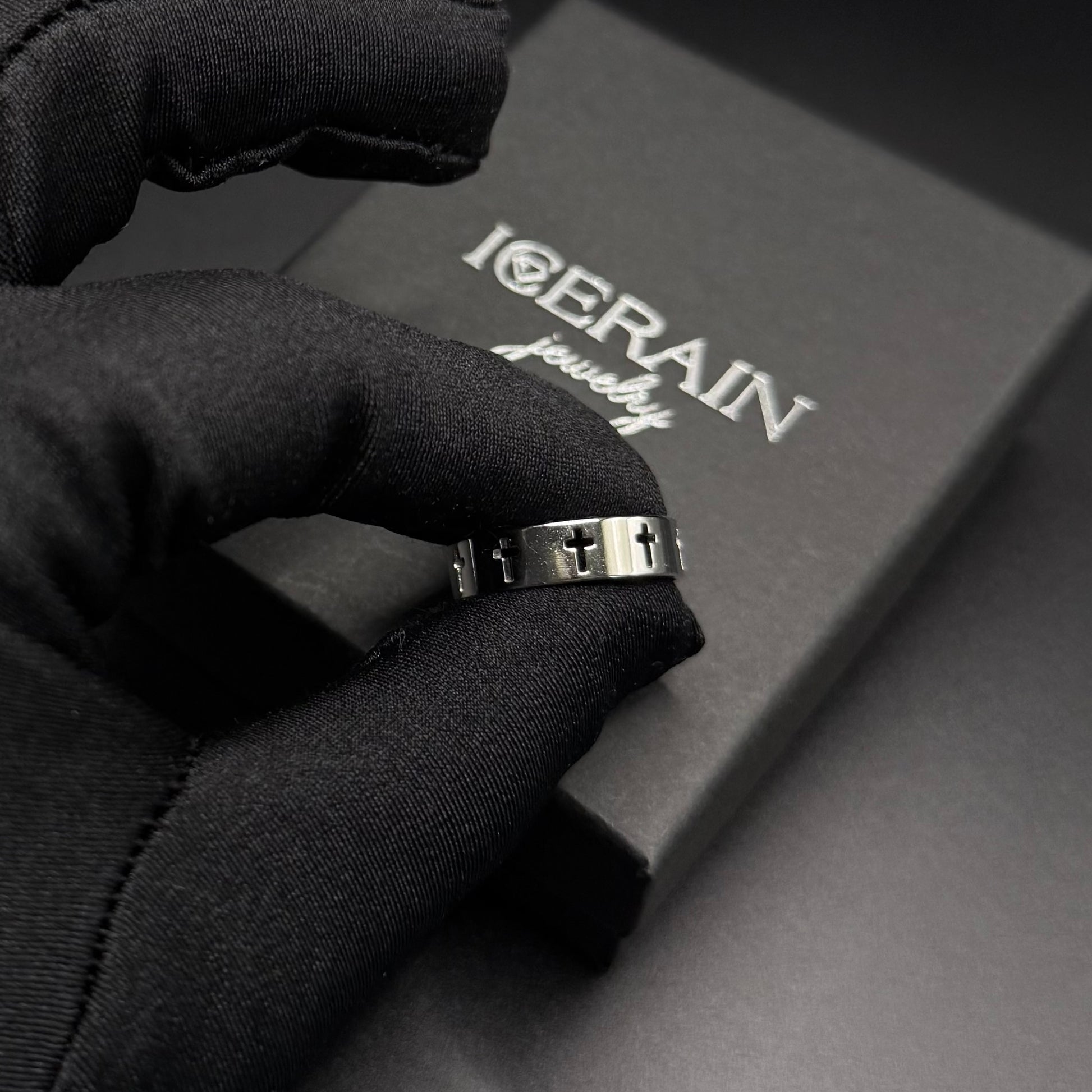 SALE | EDELSTAHL GRÖSSE 9 (19MM DURCHMESSER) "SILVER CROSS" RING - ICERAIN JEWELRY